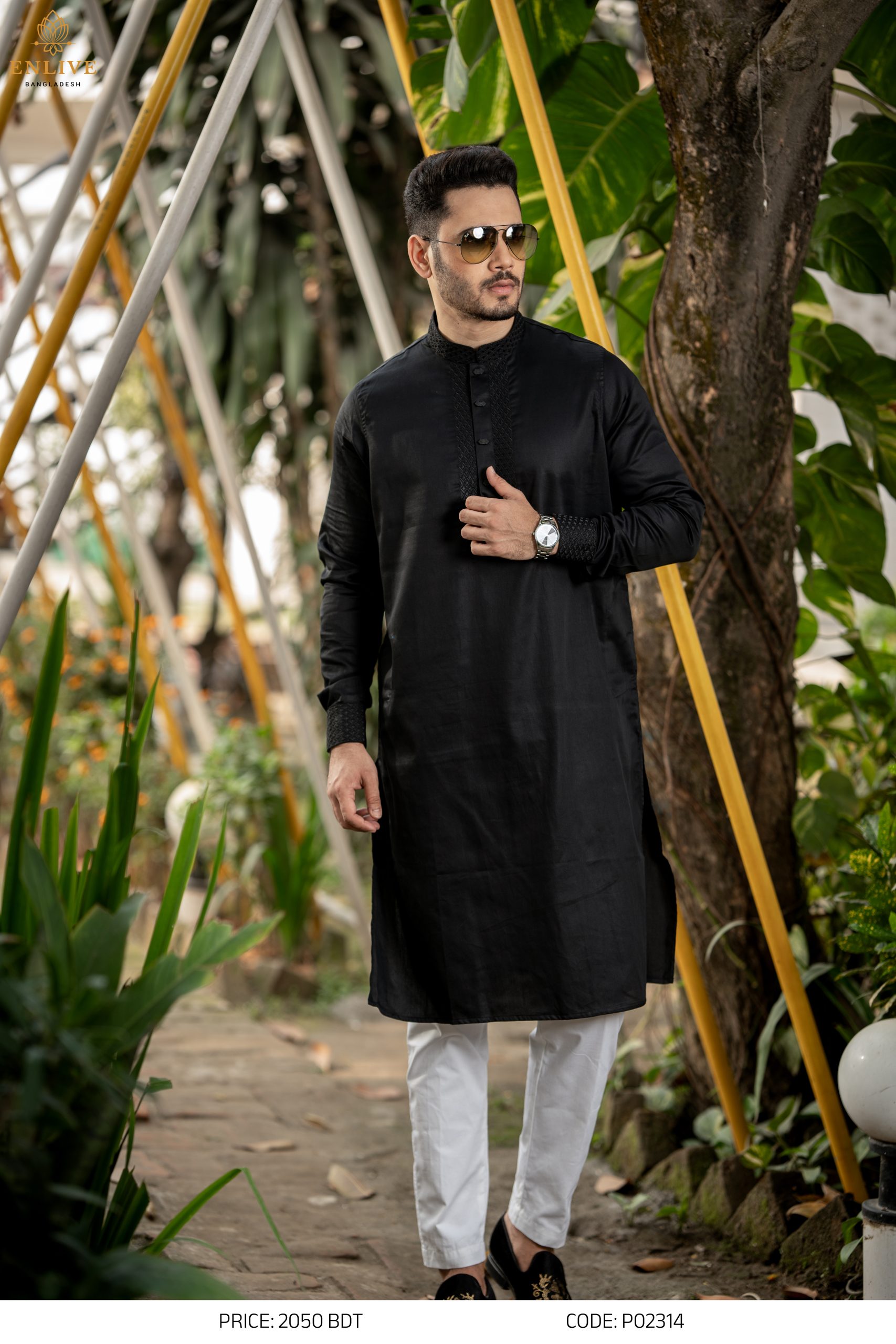 Black Premium Embroidered Panjabi - Image 2