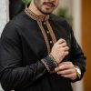 Golden Embroidery Black Panjabi