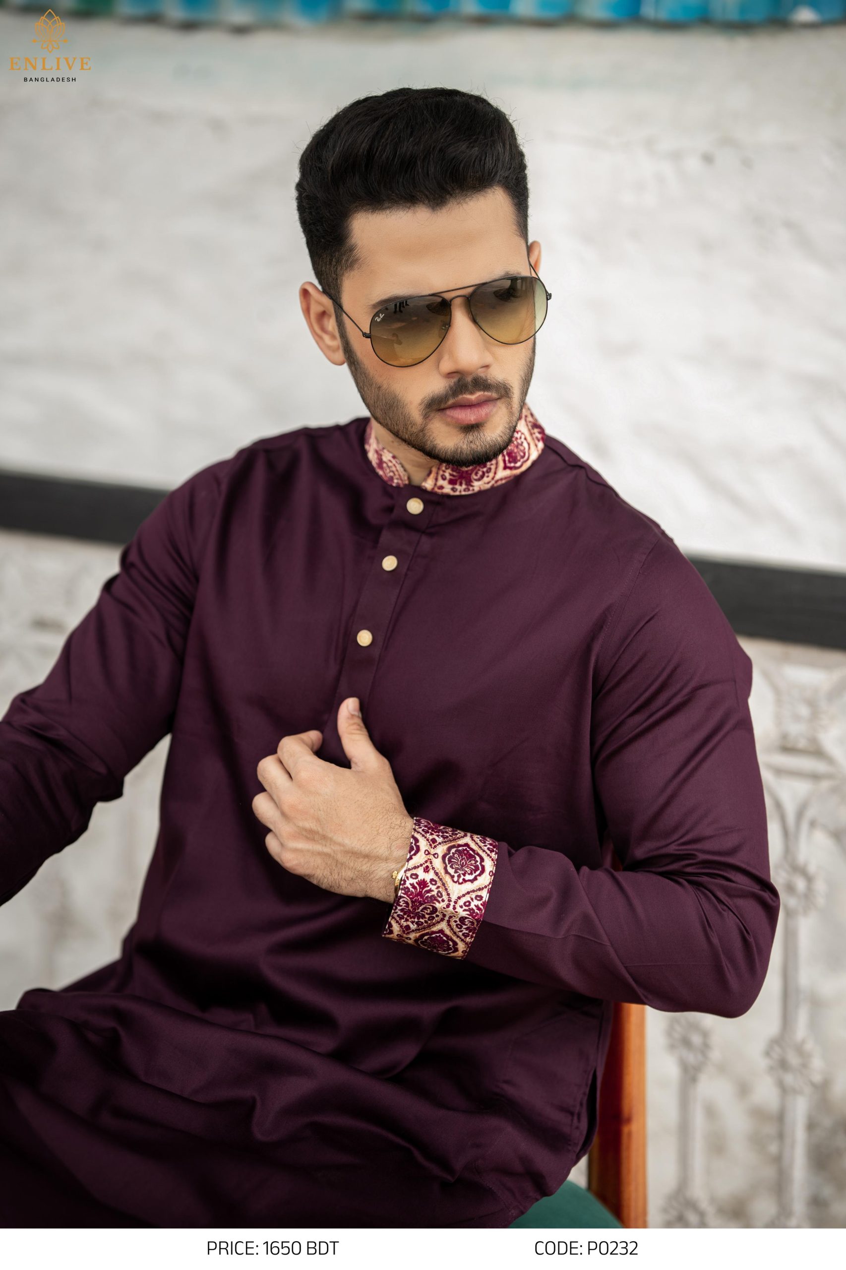 Maroon Contrast Panjabi