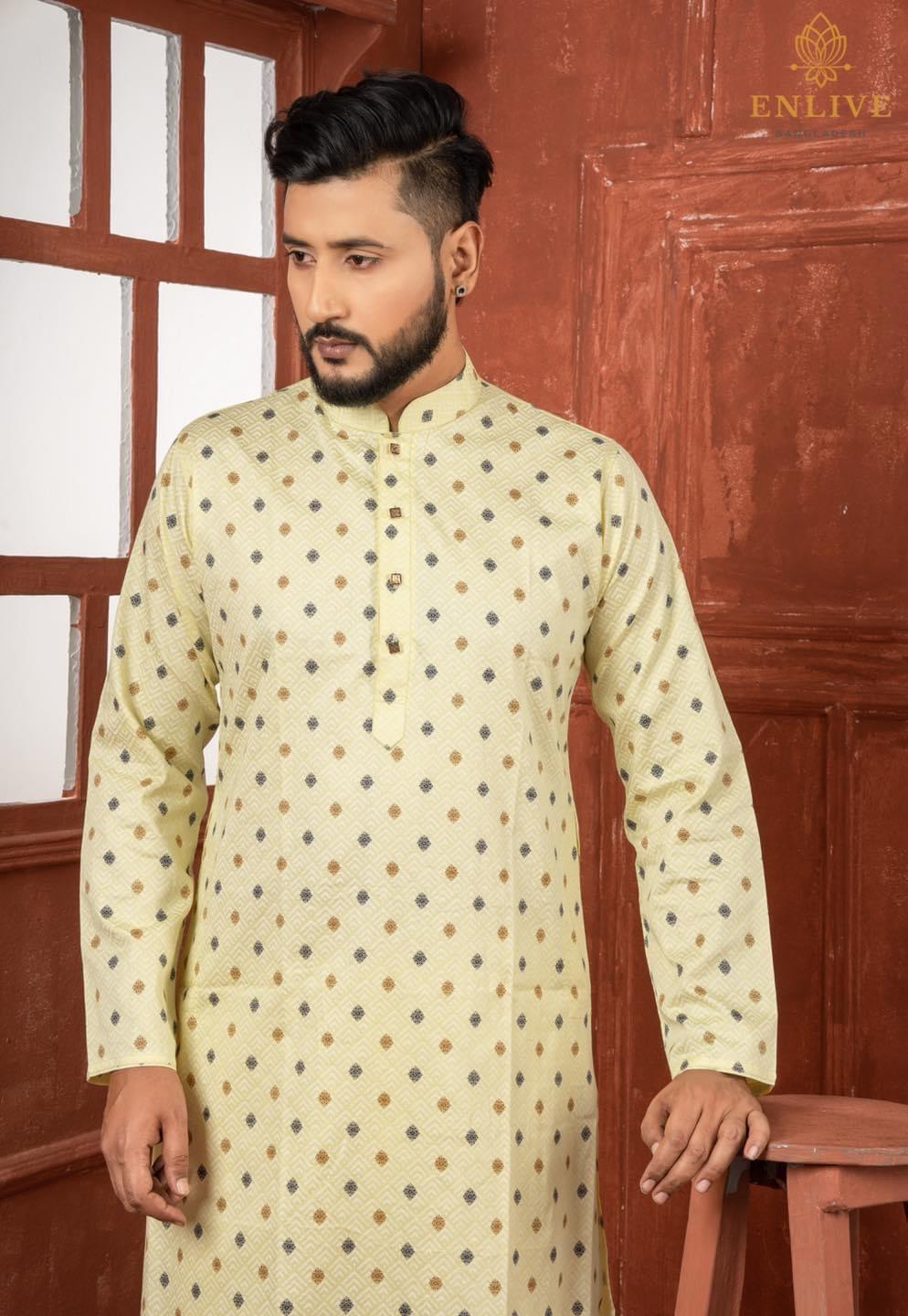 Printed Yellow Panjabi