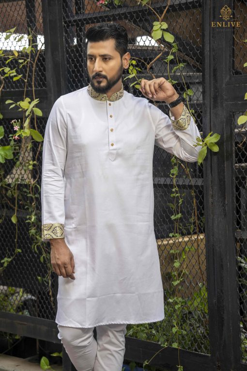 White Contrast Panjabi
